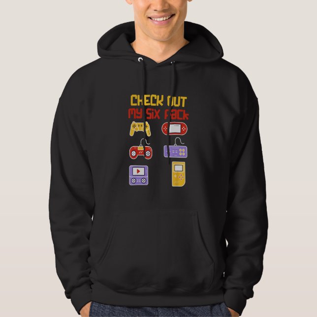 Check Out My Six Pack  Pixel Video Game for Gamers Hoodie (Framsida)