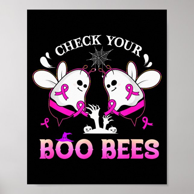 Check Your Boo Bees Funny Breast Cancer Halloween  Poster (Framsidan)