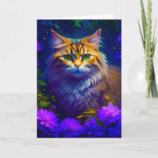 Checka bara in | Cute Kattunge i Flowers Kort (Framsida)