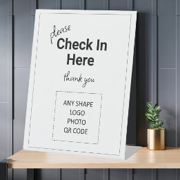 Checka in här Logotyp QR-kodräknarens skrivbord