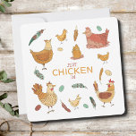 Checka in Hej Funny Hen Pun Cute Chickens<br><div class="desc">Denna utformning är utformad för de mest ätliga kycklingarna, fjädrarna och äggen som omger texten "Just Chicken (check) in". Låt det här söta kortet få dina vänner att giffla med en rolig hen pun - perfekt för kyckling älskare! Visa någon speciell du tänker på dem med det här originalkortet. Anpassa...</div>