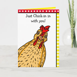 Checka in på en Friend Funny Chicken Kort