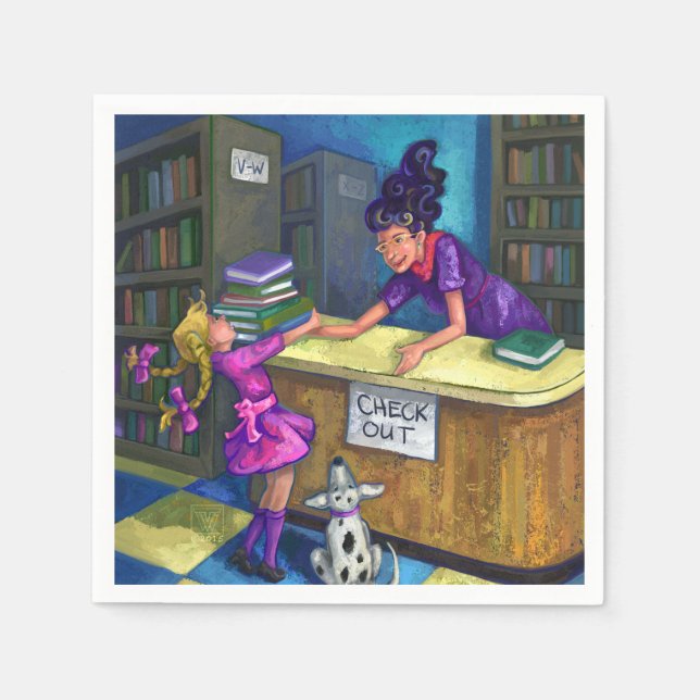 Checka ut teckning i bibliotek pappersservett (Framsidan)