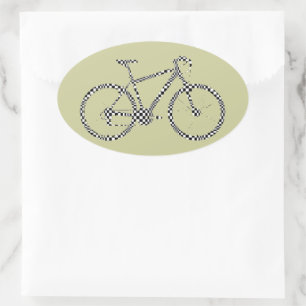 Checkad Bike Ovalt Klistermärke