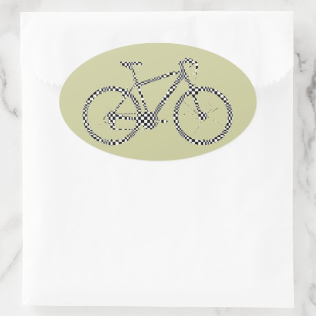 Checkad Bike Ovalt Klistermärke (Väska)