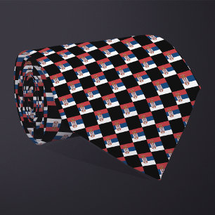 Checkad Serbien Flagga Mönster Slips