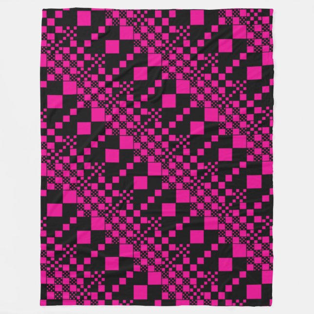 Checkade, Checkar - Magenta och svart Fleecefilt (Framsidan)