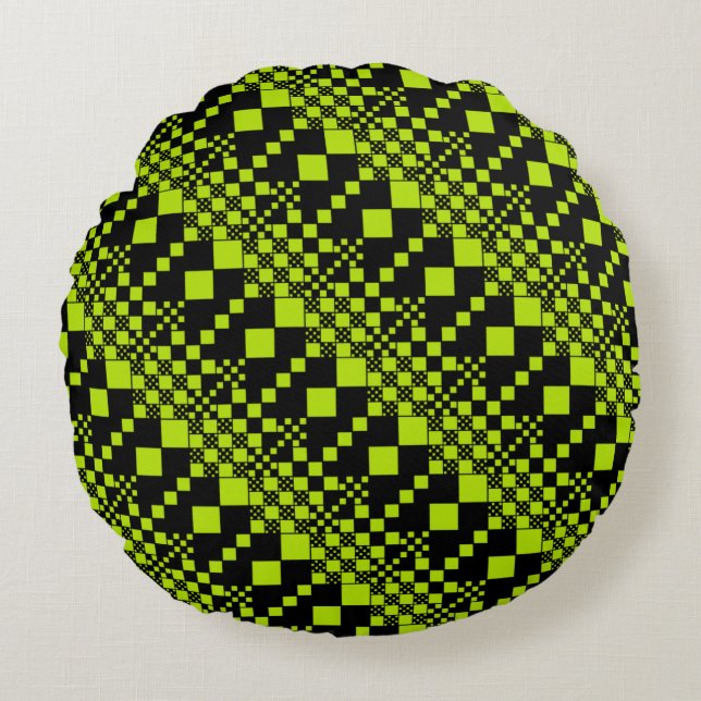 Checkade, Kontroller - Beskär grön Rund Kudde (Framsidan)