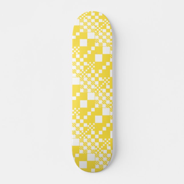 Checkar, checkar in Lemon Gult and White Mini Skateboard Bräda 18,5 Cm (Framsida)