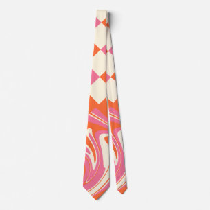 Checkar och trådar - Rosa, Orange och kream Slips