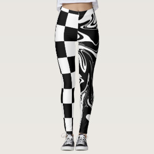 Checkar och trådar - svartvitt leggings