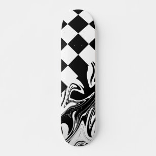 Checkar och trådar - svartvitt mini skateboard bräda 18,5 cm