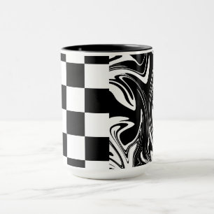 Checkar och trådar - svartvitt mugg
