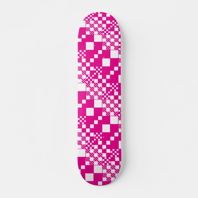 Checkat, Magenta och vitkontroll Mini Skateboard Bräda 18,5 Cm (Framsida)
