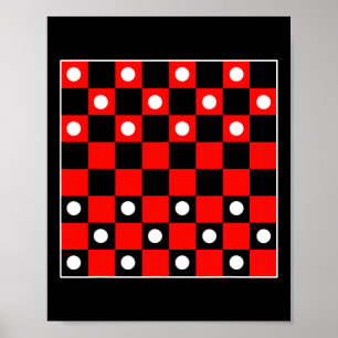 Checkboard Checker Board Games Black and Red Hal Poster