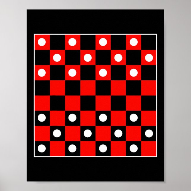 Checkboard Checker Board Games Black and Red Hal Poster (Framsidan)