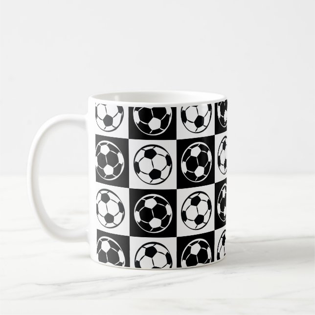 Checkboard Football/Soccbol Ball Mönster Kaffemugg (Vänster)