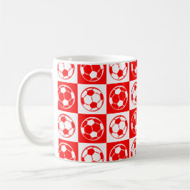 Checkboard Football/Soccbol Ball Mönster - Red Kaffemugg