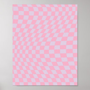 Checkboard för Rosa Checkerboard för Mönster Lila Poster