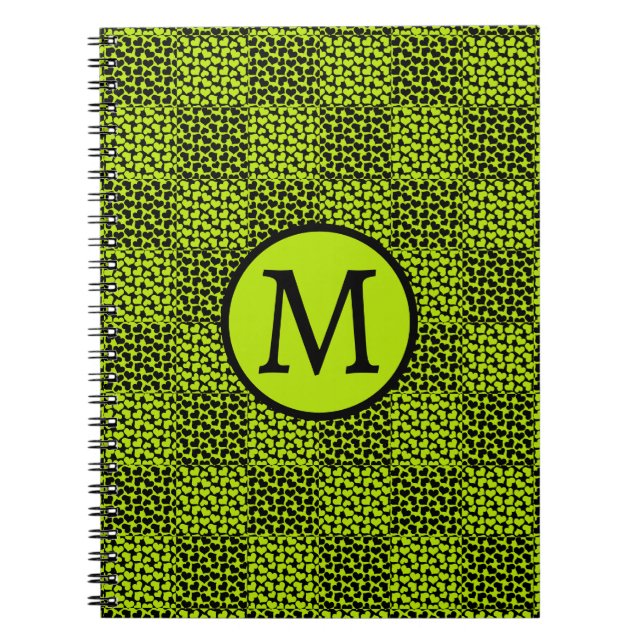 Checkboard-hjärtan mönster i Lime Green Anteckningsbok (Framsidan)