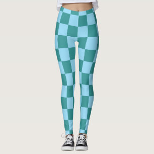 Checkboard Mönster Grönt & Blue Leggings