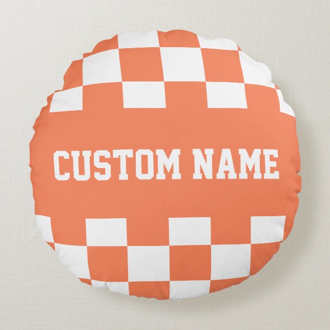 Checkboard Mönster Rund Kudde (Framsidan)