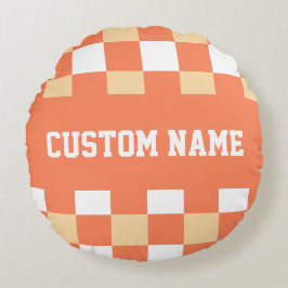 Checkboard Mönster Rund Kudde