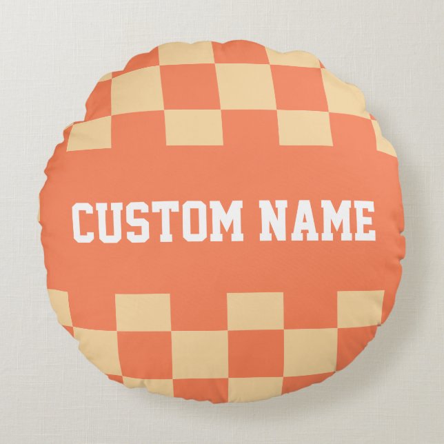 Checkboard Mönster Rund Kudde (Framsidan)