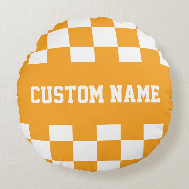 Checkboard Mönster Rund Kudde (Framsidan)