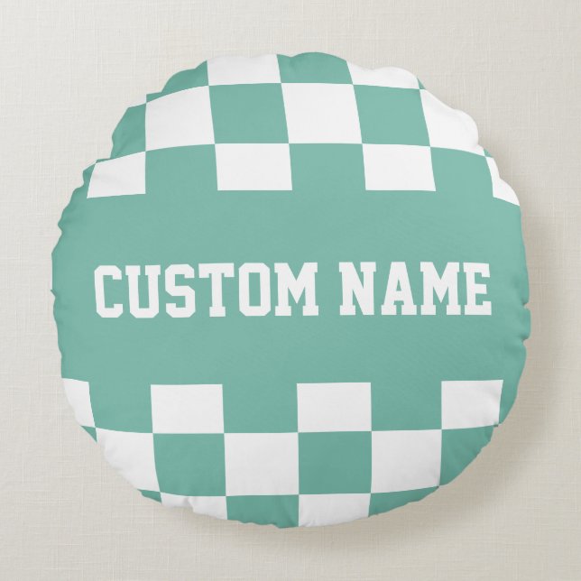 Checkboard Mönster Rund Kudde (Framsidan)