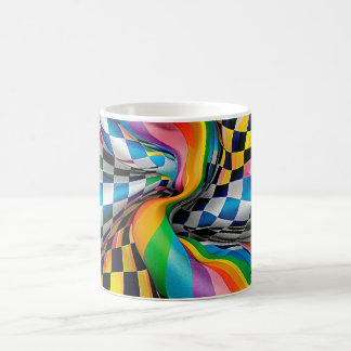 Checkboard Rainbow Mönster Digital Art Kaffemugg