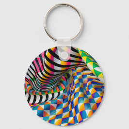 Checkboard & Rand Digital Art Nyckelring
