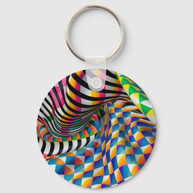 Checkboard & Rand Digital Art Nyckelring (Framsida)