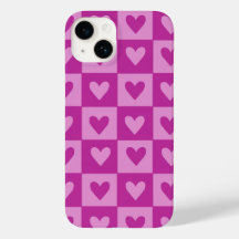 Checkboard Rosa Heart Mönster Phone Case