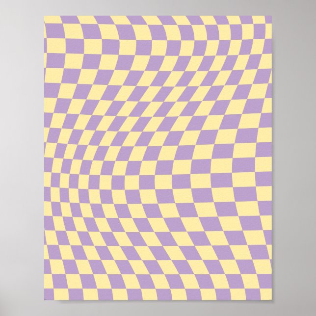 Checkbock för lavender och Gult Mönster Poster (Framsidan)