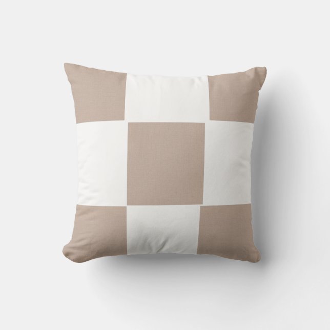 Checker Beige Tan Kudde (Framsida)