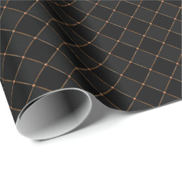 Checker Copper Lattice Black Halloween Mönster Presentpapper