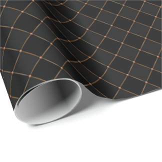 Checker Copper Lattice Black Halloween Mönster Presentpapper