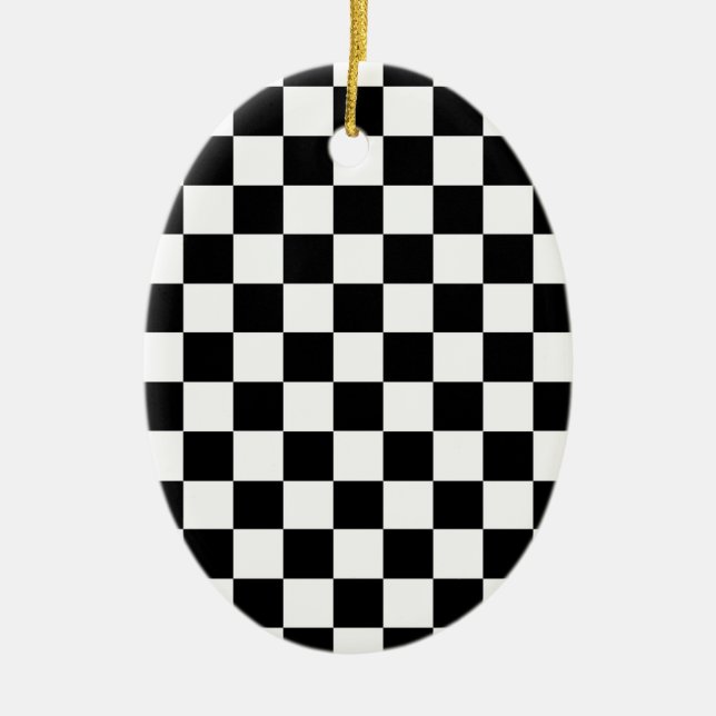 Checker-Flagga Julgransprydnad Keramik (Framsidan)