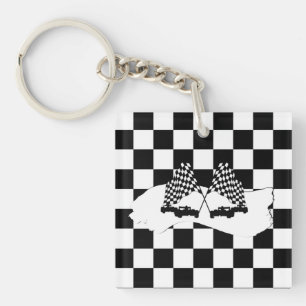 Checker Flagga och Tävling Cars