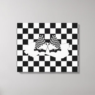 Checker Flagga och Tävling Cars Canvastryck