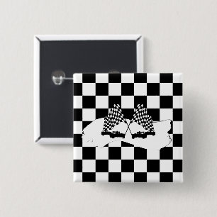 Checker Flagga och Tävling Cars Knapp