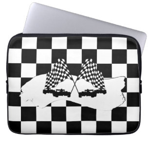 Checker Flagga och Tävling Cars Laptop Fodral