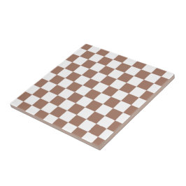 Checker-kvadrater, mocha brun vit geometrisk retro kakelplatta