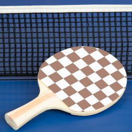 Checker-kvadrater, mocha brun vit geometrisk retro pingisracket