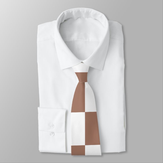 Checker-kvadrater, mocha brun vit geometrisk retro slips (Bunden)