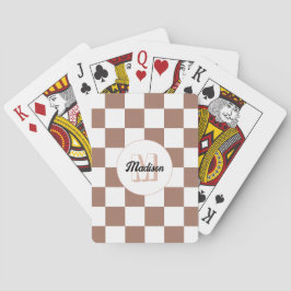 Checker-kvadrater, mocha brunvita retro Monogram Casinokort