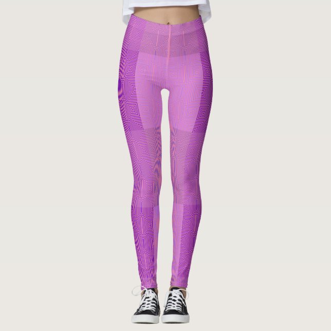 Checker Mönster 02 Rosa Leggings (Framsida)