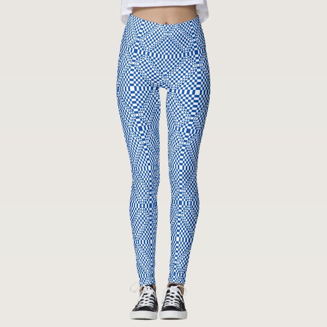Checker Mönster 03x4 White Leggings (Framsida)