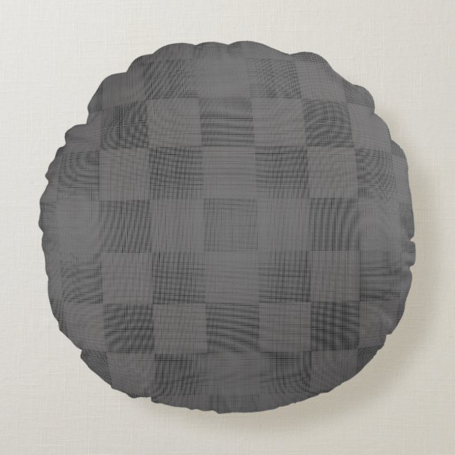 Checker Mönster 04x4w DGrey BG Rund Kudde (Framsidan)